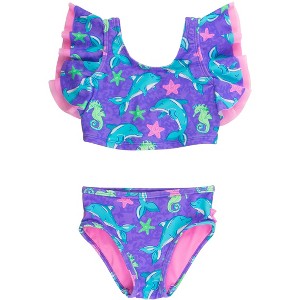 RuffleButts Baby Girls UPF50+ Butterfly Tankini - 1 of 4