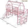KWPZQEB Twin/Full Size Loft Bed, Metal Bed Frame with Slide & Stairs, Kid Playhouse with Storage Shelves & House-shaped Roof, Noise-free Design - 4 of 4