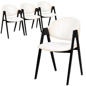LeisureMod Savor Modern Dining Chair – Upholstered Side Chairs with Curved Back and Iron Frame Mid-Century Kitchen & Dining Room Chairs Set of 4 - 1 of 4