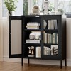 Okak Metal Display Cabinet, Sideboard Cabinet with 3 Shelves, Freestanding Storage Cabinet for Living Room, Hallway and Office, Black - 2 of 4