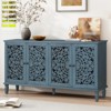 Bella Depot 60" Antique Buffet Cabinet with Floral Carvings Doors and Adjustable Shelves - 2 of 4