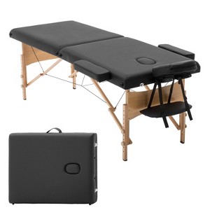 FDW Massage Table 73 Inch Heigh Adjustable 2 Fold Portable Massage Table W/Sheet Cradle Cover 2 Bolster Hanger Facial Salon Tattoo Bed - 1 of 4