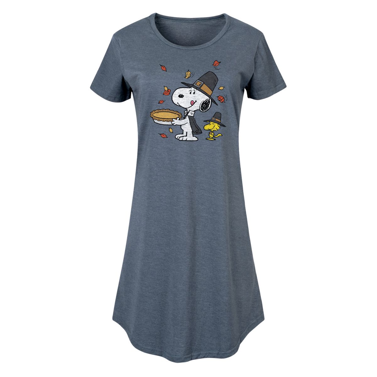 Women's - Peanuts - Thanksgiving Scene Graphic T-shirt Dress