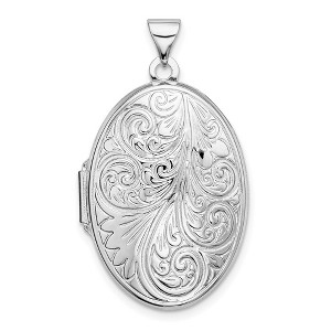 Black Bow Jewelry Sterling Silver 26mm Reversible Scroll Oval Locket - 1 of 4