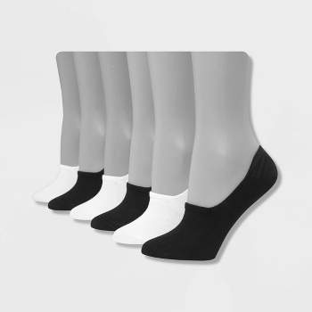 Hanes Performance Women's Extended Size Lightweight 6pk Liner Athletic Socks - Black/White 8-12