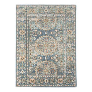 2' X 3'  and Orange Floral Medallion Stain Resistant Indoor Outdoor Area Rug - 1 of 4