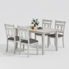 VECELO Farmhouse Style Dining Table Set, Rubber Wood Table with 4/6 Upholstered Dining Chairs, Gray - 2 of 4