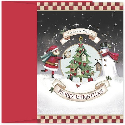 MASTERPIECE STUDIOS Santa & Snowman Decorating Boxed Cards, 18 CT
