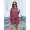 Pajamas Set for Women Knit Lounge Set 2 Piece Outfits Loungewear Sweatsuit with Pockets - 3 of 4