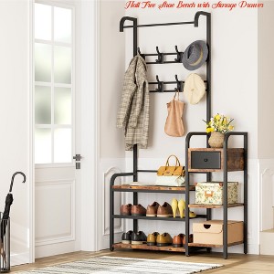 Hall Tree with Drawer, Entryway Shoe Rack and Storage Bench, Multifunctional Shoe Rack for Entryway and Hallway - 1 of 4