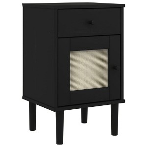 vidaXL Bedside Cabinet Furniture for Bedroom SENJA Rattan Look Solid Wood Pine - Brown - 1 of 4