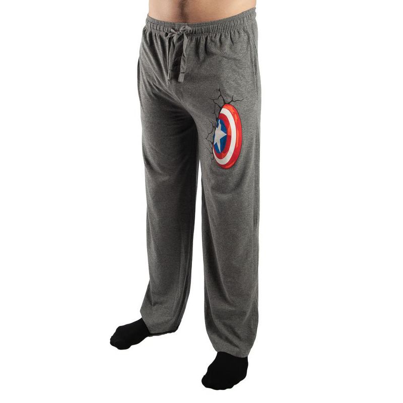 Marvel Comics Captain America Shield Smash Men's Graphite Heather Sleep Pajama Pants, 1 of 3