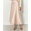 Women's 2025 Satin Midi Skirt - Elegant High Waist A-Line for Cocktail & Wedding Events Beige - 4 of 4