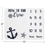 Sweet Jojo Designs Gender Neutral Baby Milestone Blanket Sailor Blue and White - 3 of 4