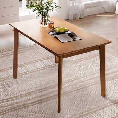 SEVOBAL Dining Tables 47 inch Mid Century Modern Dining Table with Rubberwood Legs Space Saving Design for Kitchen, Brown, 47.3"*29.6"*29.1"