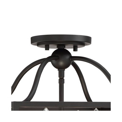 Elle 16" Farmhouse Black Square Cage 4-Light Ceiling Fixture