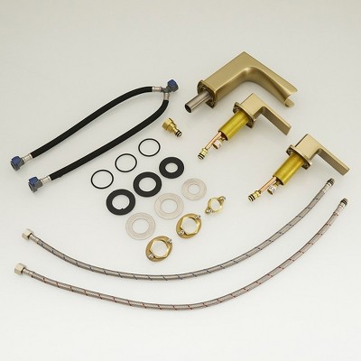 Brushed Gold 8-inch Widespread Double-Handle Waterfall Faucet Set