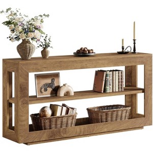 Tribesigns 63" Wood Console Table, Farmhouse 3-Tier Entryway Table for Hallway, Living Room - 1 of 4