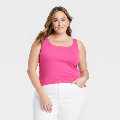 Women's Slim Fit Tank Top - Ava & Viv™ Pink 3x : Target
