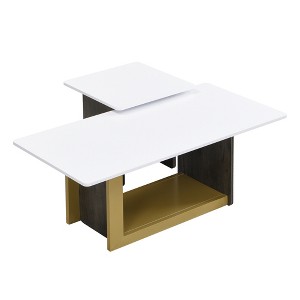 TiramisuBest Modern Coffee Table Set of 2, Small Square End Tables with Spacious Tops, White - 1 of 4