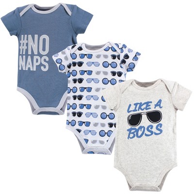 Hudson Baby Infant Boy Cotton Bodysuits 3pk, Like A Boss