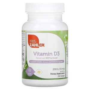 Zahler Vitamin D3 2000IU Advanced Formula, Supports Healthy Bones & Immune System, Kosher Dietary Supplement - 250 Softgels - 1 of 2