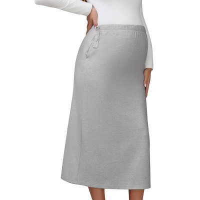 INSPIRE CHIC Womens Maternity Skirt Knitted Straight Skirts Over the Belly Stretch Solid Pregnancy Business Work