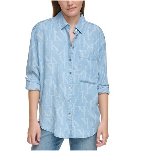 Calvin Klein Womens Boyfriend Fit Button Up Shirt - 1 of 1