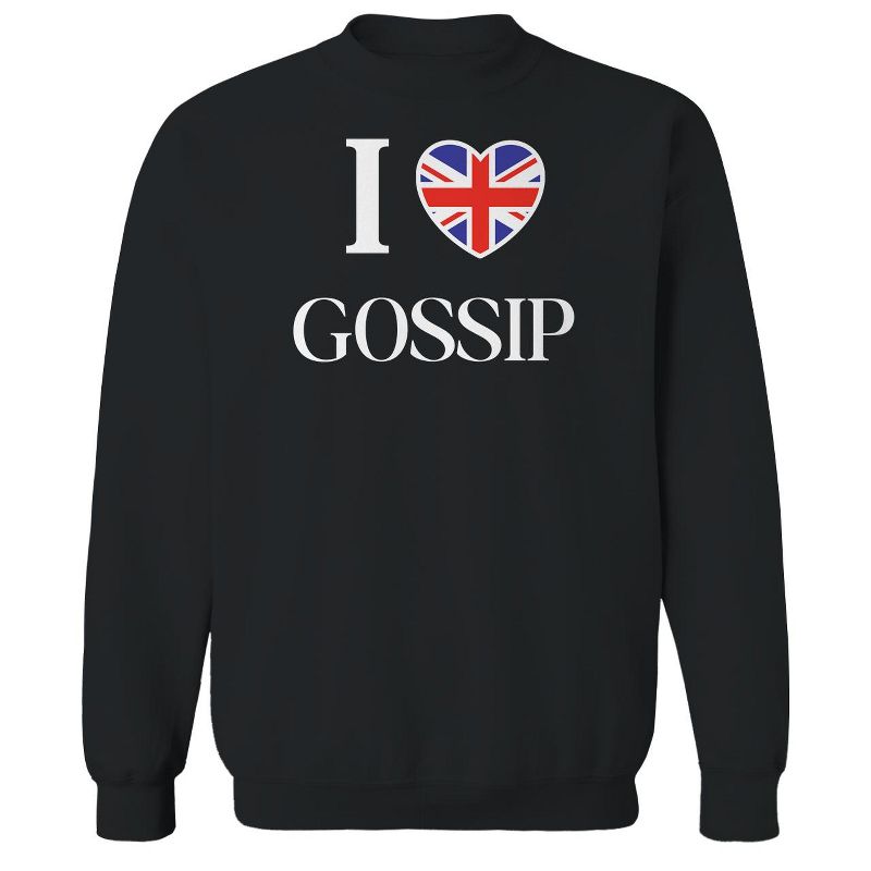 Rerun Island Women's I Love Gossip Long Sleeve Oversized Graphic Cotton Sweatshirt - Black S, 1 of 3