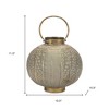 HomeRoots 12" Bronze And Green Distressed Lattice Metal Tabletop Lantern Candle Holder - 3 of 4