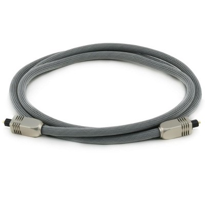 Monoprice Premium S/PDIF (Toslink) Digital Optical Audio Cable - Silver - 6 Feet | Heavy Duty Mesh Jacket, Metal Connector Heads, For Play Station,