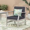 Outdoor Acacia Wood Armrests Club Chair,Fabric Upholstered Armrests Chair,Club Chair With Wood Frame And Slat Design Backrest-Coolbibila - 3 of 4