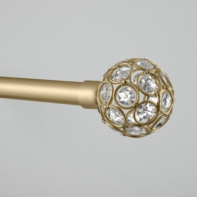 Photo 1 of 66-120 Rings 1 Adjustable Window Curtain Rod and Finial Set Gold - Exclusive Home