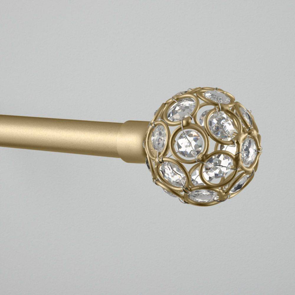 66"-120" Rings 1" Adjustable Window Curtain Rod and Finial Set Gold - Exclusive Home: Iron, Matte Finish, Single Rod