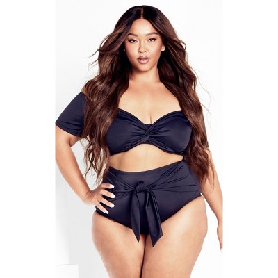 Women's Plus Size Sicilia Swim Brief - black | CITY CHIC
