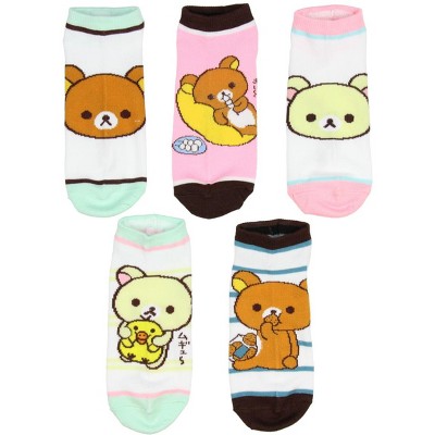 San-x Rilakkuma Bears Character Ankle No-Show Socks 5 PK