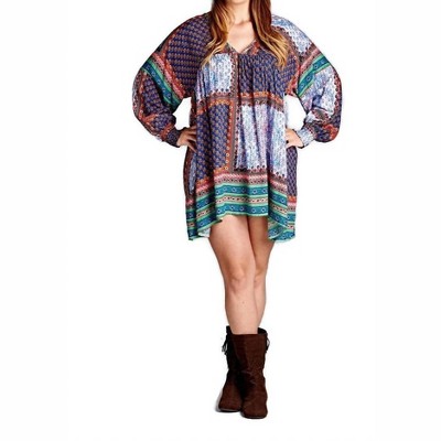 Women's Patch Floral Baby Doll Mini Dress - Velzera