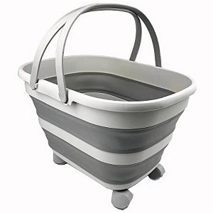 SAMMART 17L(4.5 Gallon) Collapsible Basket with Handle and 360˚ Rotating Wheels - 1 of 4