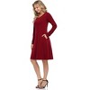 Clearlove Women Casual Loose Long Sleeve Swing Dress with Pockets - 4 of 4