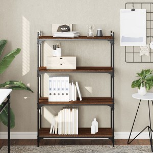 vidaXL Bookcase 4-Tier Brown Oak 31.5"x11.8"x47.2" Engineered Wood - 1 of 4