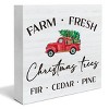 Christmas Indoor Decorations, Christmas Trees Red Truck Wooden Sign Decor, Farmhouse Christmas Wooden Block Sign - 4 of 4