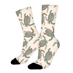 Sea Turtles Women Printed Crew Socks Funny Funky Socks Soft Polyester Novelty Gifts for Artists Men - 1 of 1