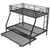 NicBex Twin over Full Bunk Bed Metal Rack Triple Bed Frame with 4 Wheels, Full-length Guardrails and 2 Ladders, No Spring Box Required - 3 of 4