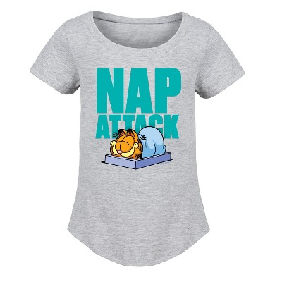 Girls' - Garfield - Nap Attack Fitted Short Sleeve Graphic T-Shirt