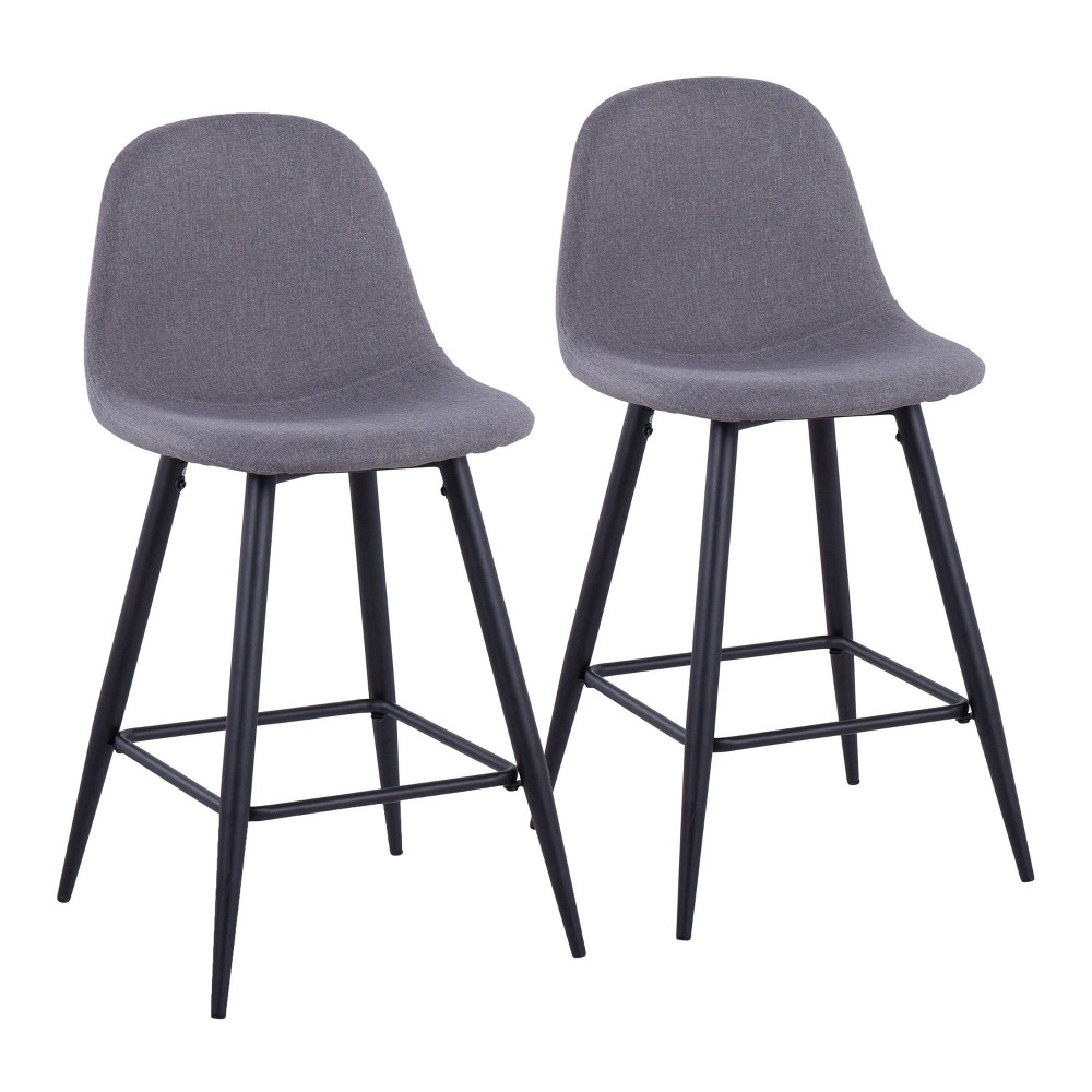 Photos - Storage Combination Set of 2 Pebble Counter Height Barstools Black/Charcoal - LumiSource