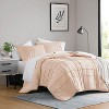 3Pcs Comforter set Pinch Pleat Comforter for All Seasons, Grid Pattern Lightweight Bedding Set, Solid Chic Vintage Style Farmhouse Bed Comforter Sets - 2 of 4