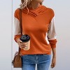 Women Color Block Hoodies Casual Henley Pullover Sweatshirts Long Sleeve Hooded Tops - 3 of 4