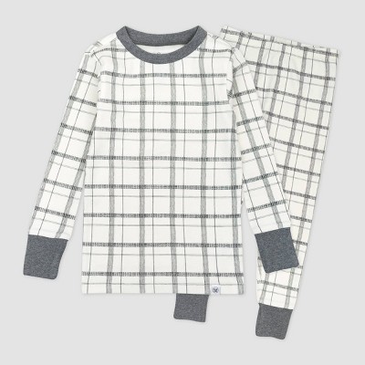 Honest Baby Toddler Boys' 2pc Clean Plaid Pajama Set - Gray
