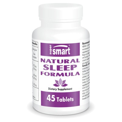 SuperSmart Natural Sleep Formula - with L-Tryptophan, Valerian Root, Hop, Eschscholzia Californica | Non-GMO & Gluten Free - 45 Tablets