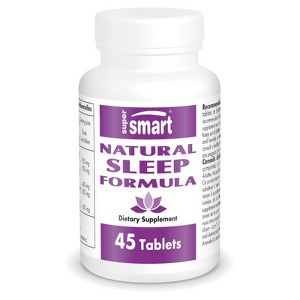 SuperSmart Natural Sleep Formula - with L-Tryptophan, Valerian Root, Hop, Eschscholzia Californica | Non-GMO & Gluten Free - 45 Tablets - 1 of 1